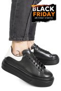 PANTOFI SPORT NEGRU ALB PIELE NATURALA 4S7784