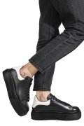 PANTOFI SPORT NEGRU ALB PIELE NATURALA 4S7784