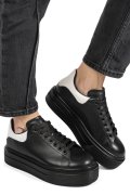PANTOFI SPORT NEGRU ALB PIELE NATURALA 4S7784