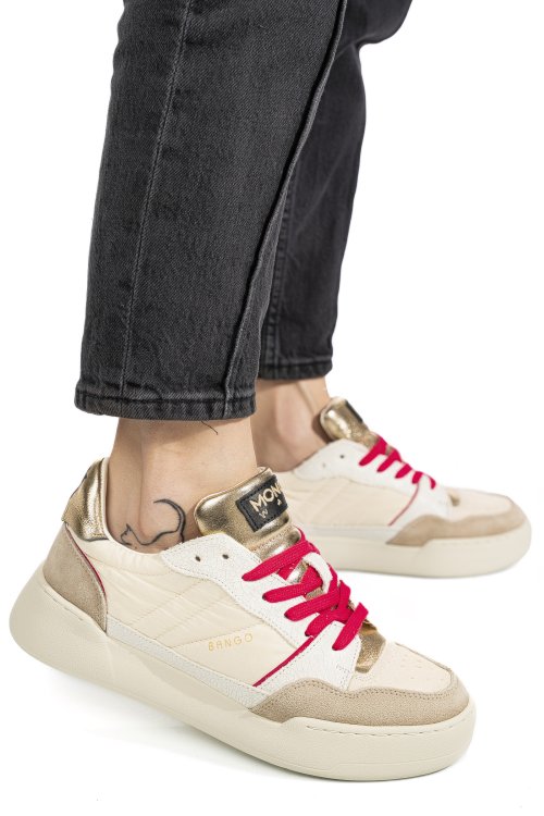 Mono way, pantofi sport beige piele naturala intoarsa bamgo-53w