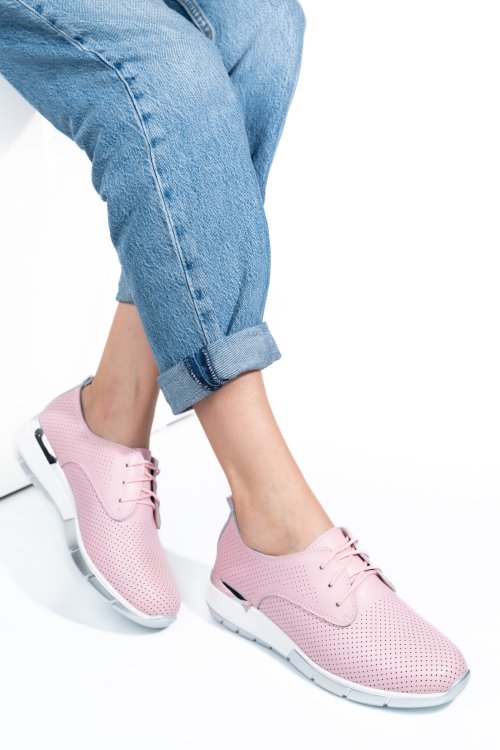 Pantofi sport pink piele naturala 6sp213