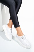 PANTOFI SPORT ALBI PIELE NATURALA ASP23146