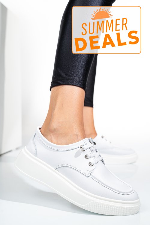 Pantofi sport albi piele naturala asp23146