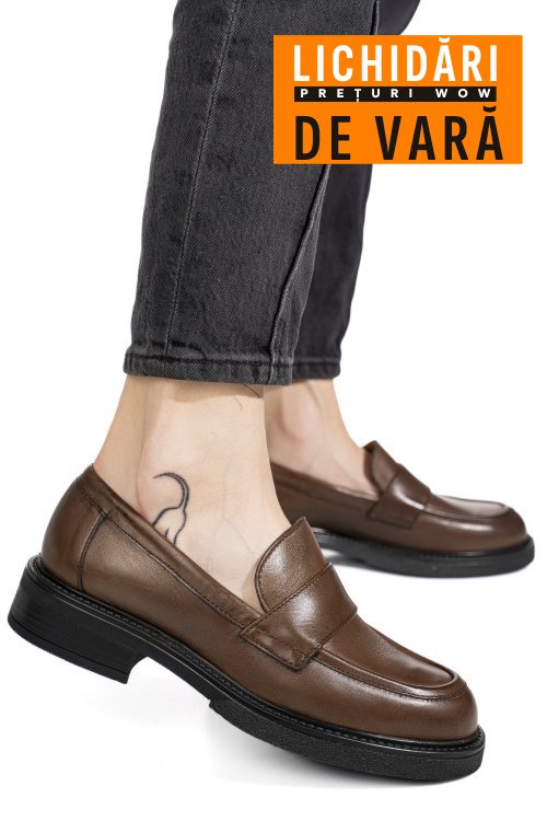 Mocasini maro piele naturala is77da-saddle