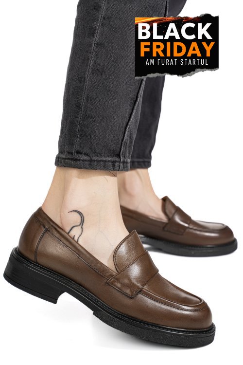 Mocasini maro piele naturala is77da-saddle