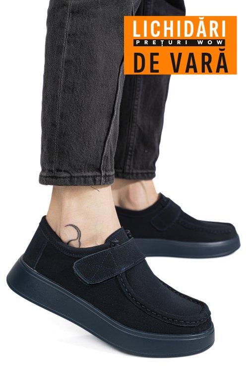 Mocasini bleumarin piele naturala intoarsa jpcy3784