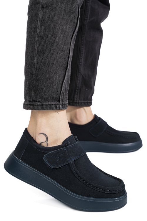 Mocasini bleumarin piele naturala intoarsa jpcy3784
