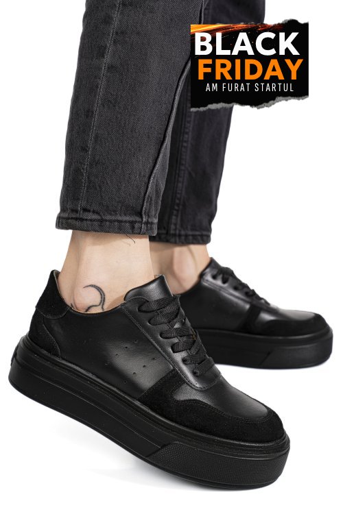 Pantofi sport negri piele naturala 3s77026