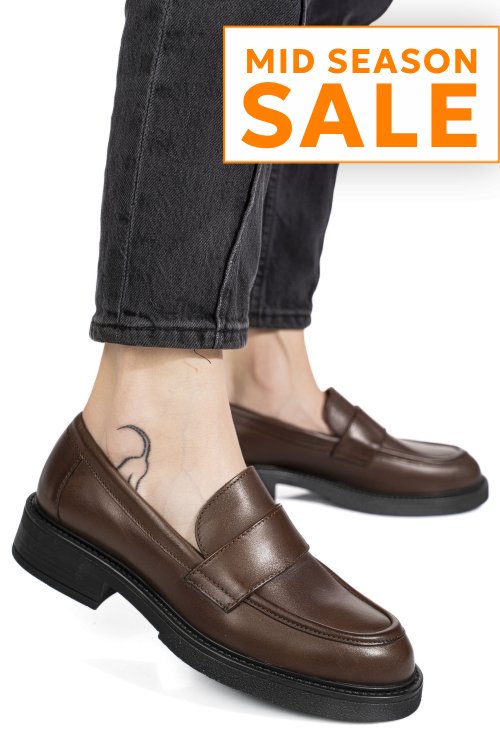 Mocasini maro inchis piele naturala is77da-saddle