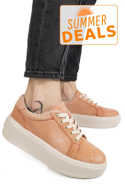 Pantofi sport orange piele naturala intoarsa aspn2510