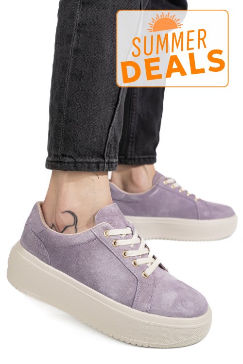 Pantofi sport purple piele naturala intoarsa aspn2510