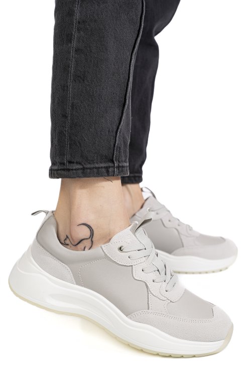 Pantofi sport gri piele naturala fpc002455
