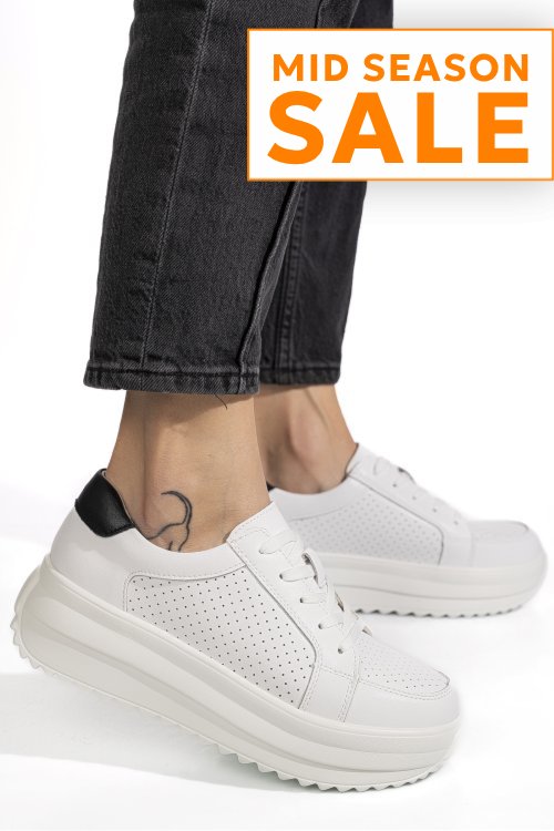Pantofi sport alb negru piele naturala tpc2008