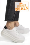PANTOFI SPORT ALB NEGRU PIELE NATURALA TPC2008