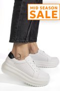 PANTOFI SPORT ALB NEGRU PIELE NATURALA TPC2008