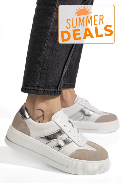 Pantofi sport albi piele naturala tpc8076