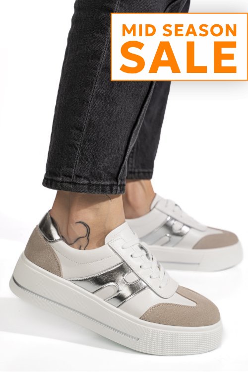 Pantofi sport albi piele naturala tpc8076