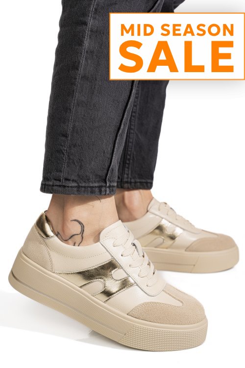Pantofi sport bej piele naturala tpc8076