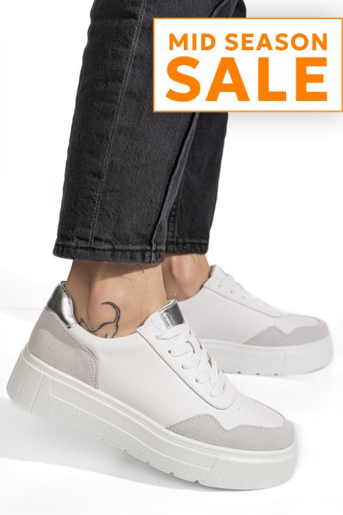 Pantofi sport albi piele naturala fpc002459