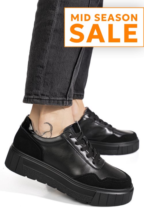 Pantofi sport negri piele naturala fpc002459
