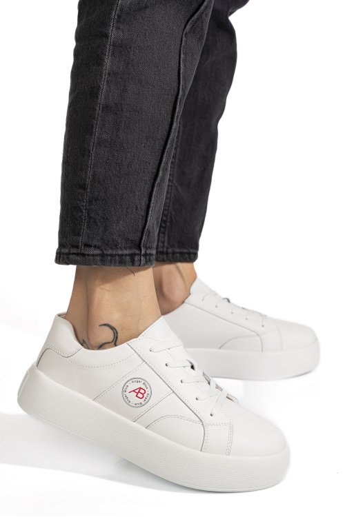 Pantofi sport albi piele naturala fpc001879