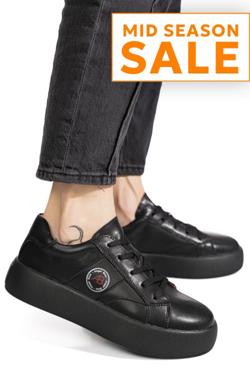 Pantofi sport negri piele naturala fpc001879