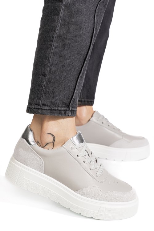 Pantofi sport gri piele naturala fpc002459