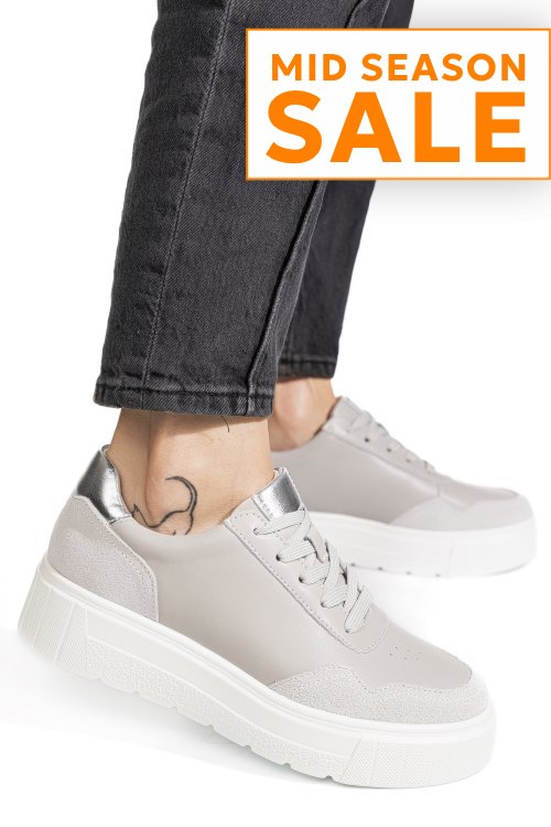 Pantofi sport gri piele naturala fpc002459