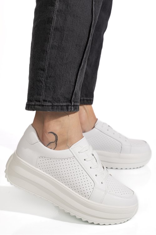 Pantofi sport albi piele naturala tpc2008