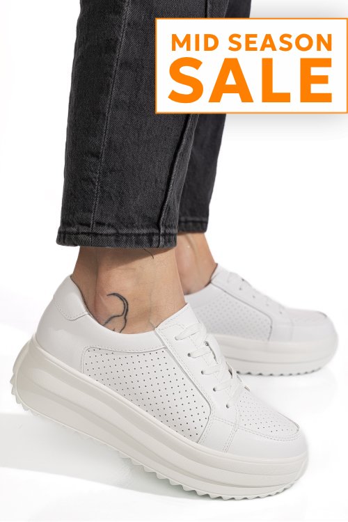 Pantofi sport albi piele naturala tpc2008