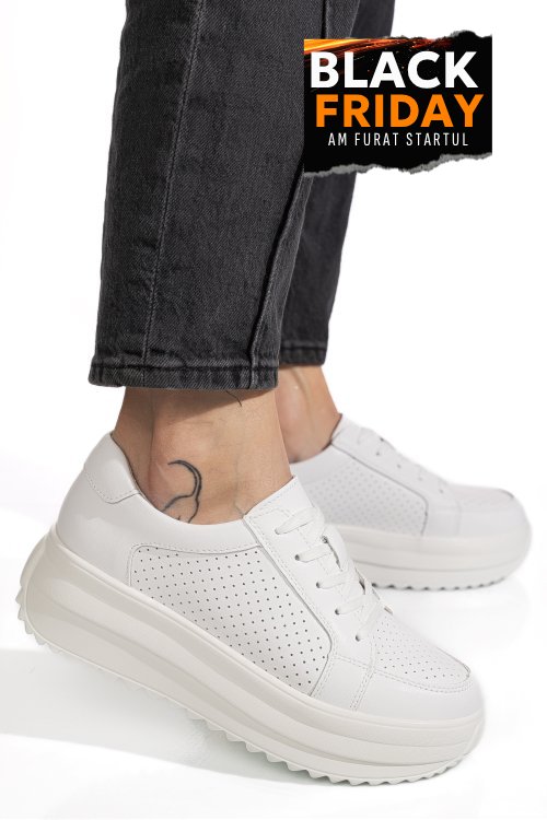 Pantofi sport albi piele naturala tpc2008