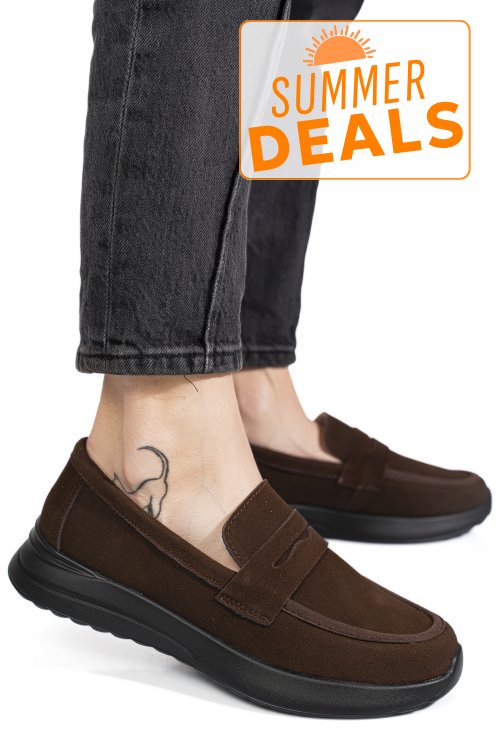 Mocasini maro piele naturala intoarsa tpc2810