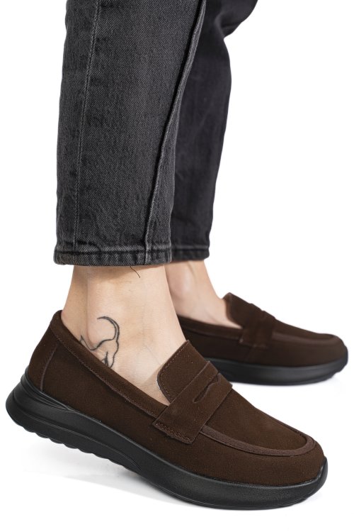 Mocasini maro piele naturala intoarsa tpc2810