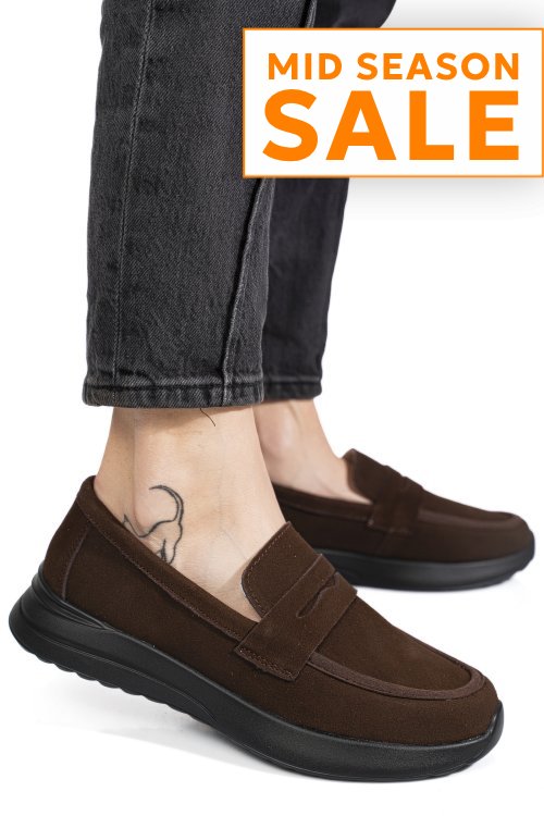Mocasini maro piele naturala intoarsa tpc2810