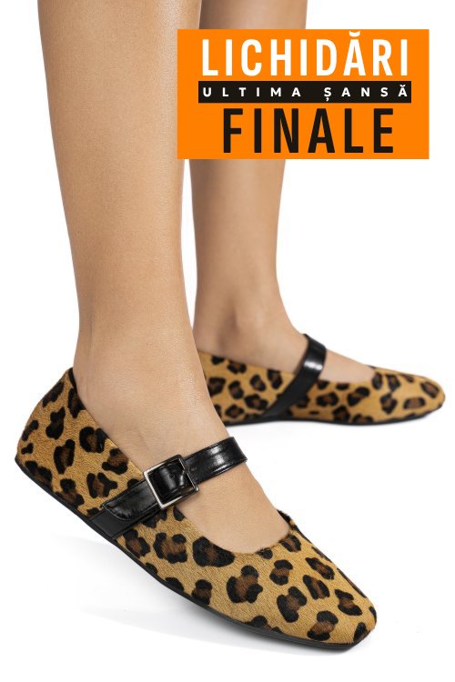 Pantofi maro animal print piele naturala intoarsa ts77im-a612