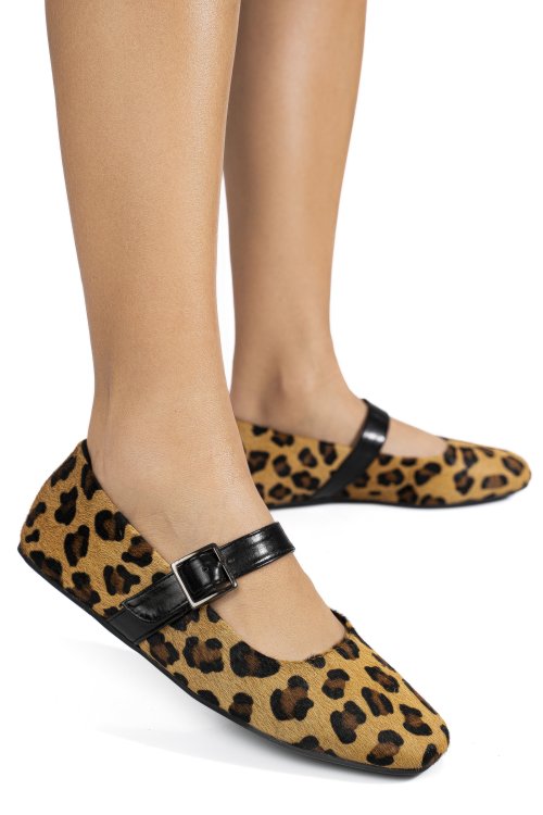Pantofi maro animal print piele naturala intoarsa ts77im-a612