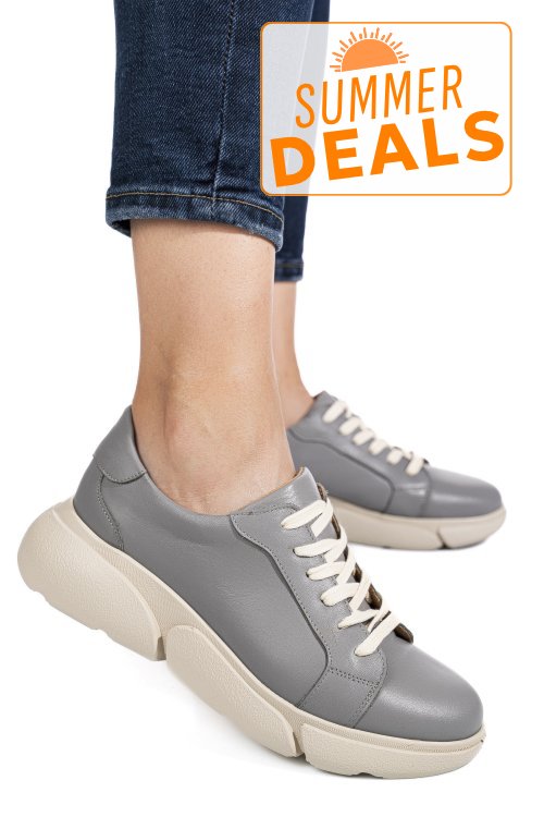 Pantofi sport gri piele naturala 3s77011b