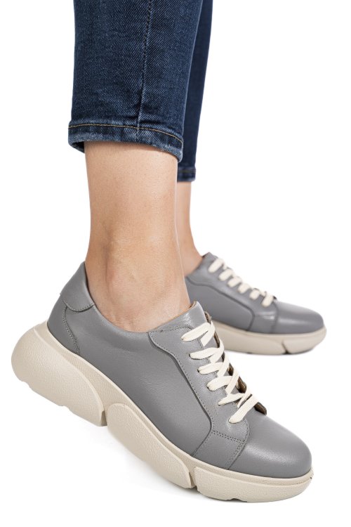 Pantofi sport gri piele naturala 3s77011b