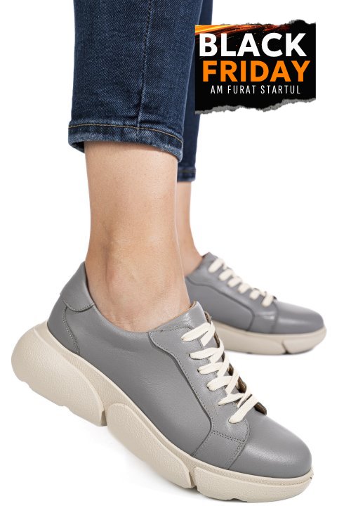 Pantofi sport gri piele naturala 3s77011b
