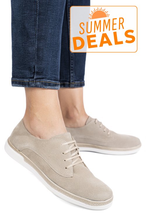 Pantofi bej piele naturala intoarsa 3s7715
