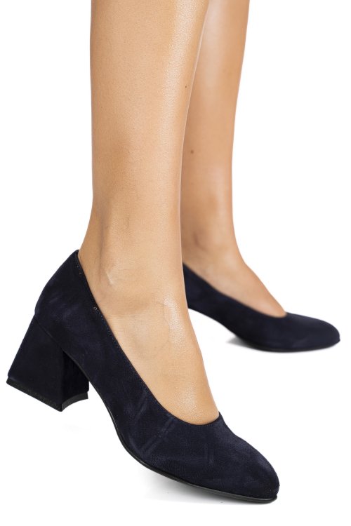 Pantofi bleumarin piele naturala intoarsa 5s77006
