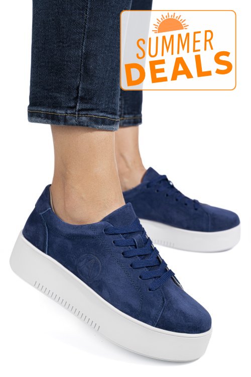 Pantofi sport albastri piele naturala intoarsa fsp002470