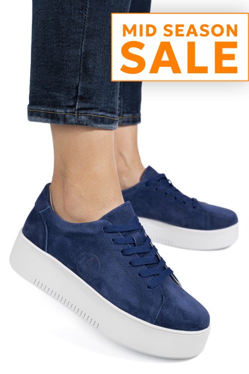 Pantofi sport albastri piele naturala intoarsa fsp002470