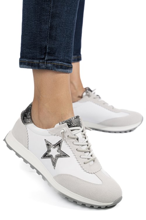Pantofi sport alb gri piele naturala fsp002479