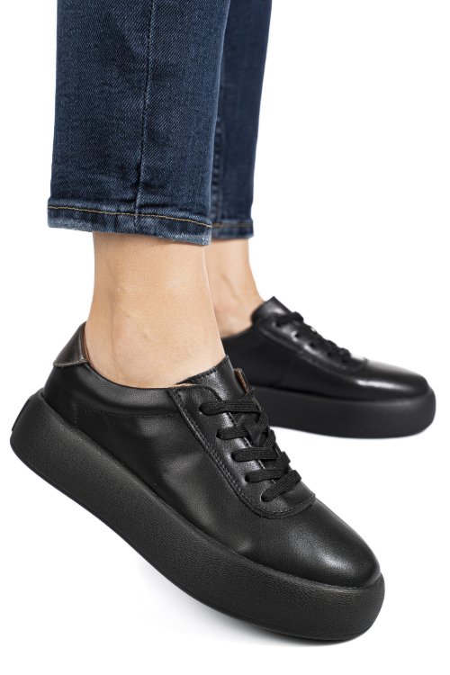 Pantofi sport negri piele naturala fsp001884