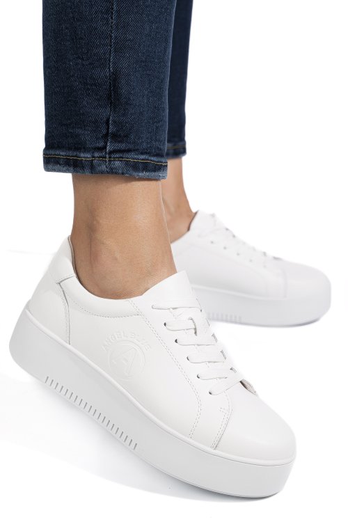 Pantofi sport albi piele naturala fsp002470