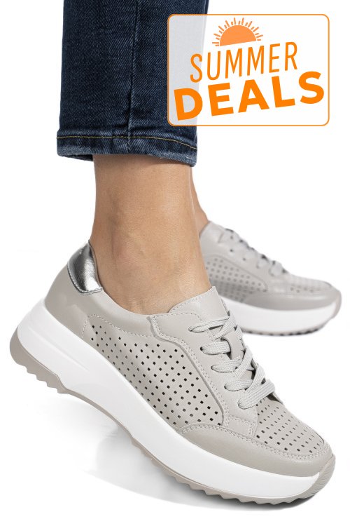 Pantofi sport gri piele naturala tsp2820