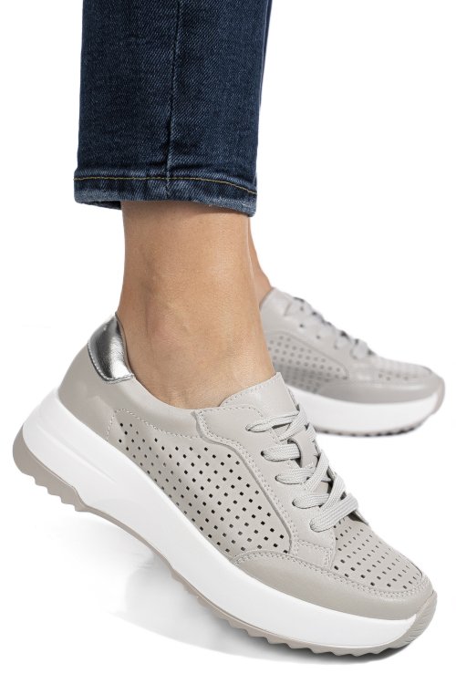 Pantofi sport gri piele naturala tsp2820