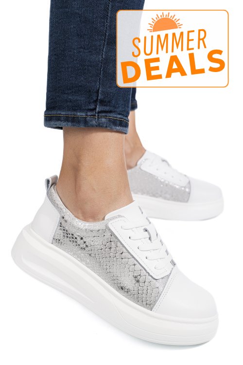 Pantofi sport albi piele naturala tpc7019