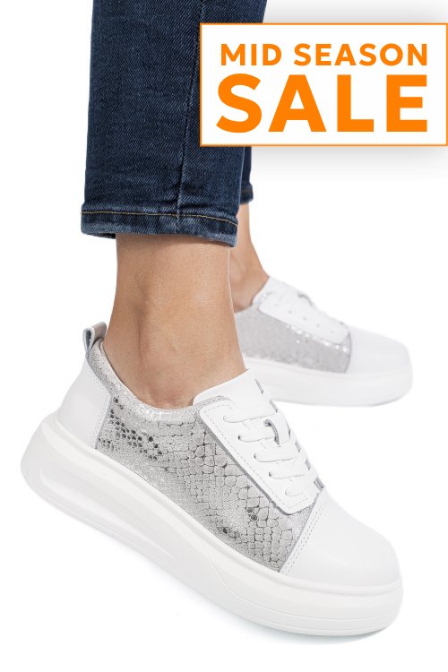 Pantofi sport albi piele naturala tpc7019